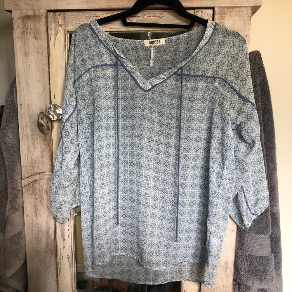 Sheer blue patterned shirt